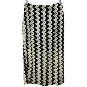 Topshop Black & White Chevron Open Knit Half Lined Midi Skirt Women's US 8  New